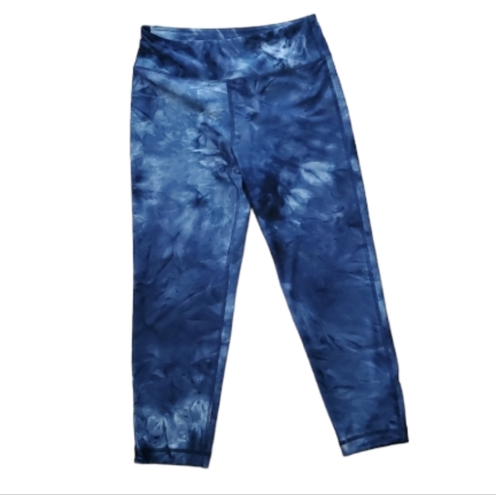 VOGO Athletica Moisture-wicking Workout Capris Leggings in Indigo Tie Dye Size S